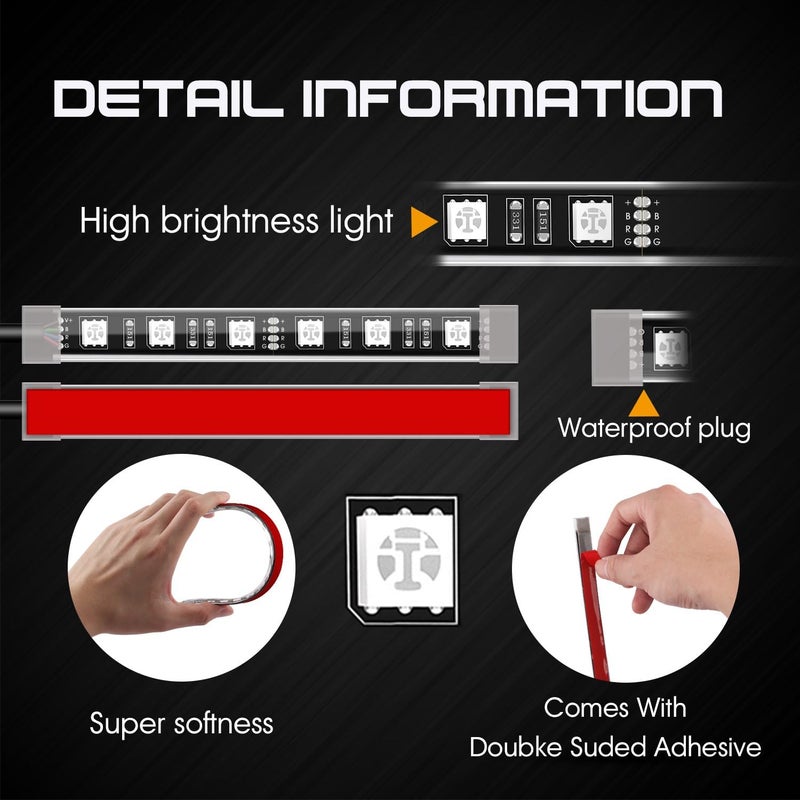 SUNPIE Motorcycle Underglow LED Light Kit for Davidson 12 PCS RGB Under Glow Strip w/Brake Turn Signals for Harley Honda Kawasaki Suzuki Indian, Waterproof Multi Color Strips Light with APP/RF Remote - Image 4